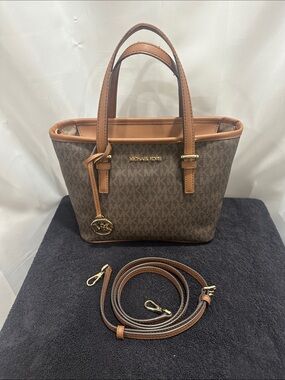 Michael Kors Brown MK Logo Tote with Gold Hardware EUC